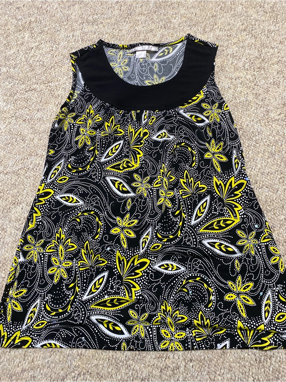 Vintage 2000s La SENZA GIRL Black and Yellow Paisley Tank - Size M (Girl)